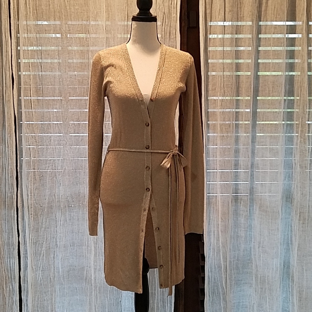 Dolce & Gabbana Goldtone Sweater/Long Cardigan